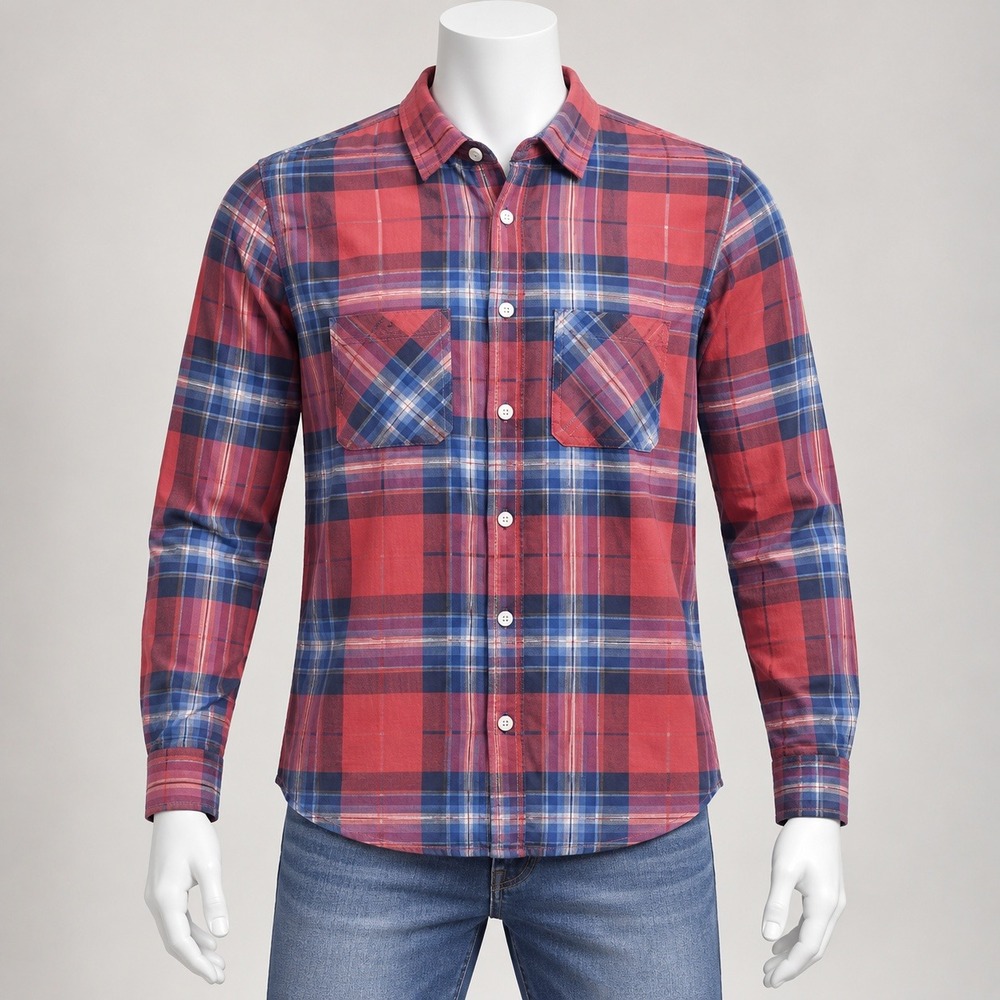 Sanctuary Tomboy Shirt Womens Large Red Plaid Button Down Long Sleeve Flannel
